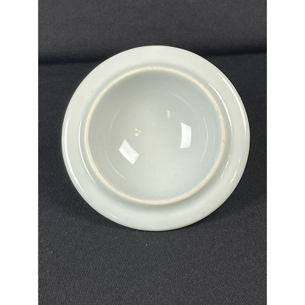 Porcelain Celadon Cabbage Lidded Coffee Tea‎ Cup with Bird Handle Lid Marked